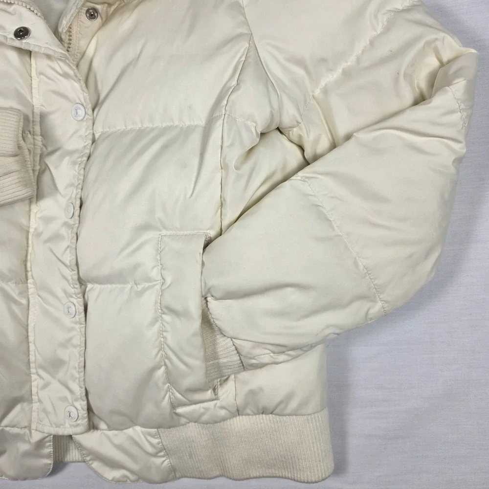 Juicy Couture Puffer Jacket Womens Medium Down Fill Cream Y2K Winter Coat‎ 2000s